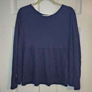 GUC navy tiered babydoll shirt Loft size L
